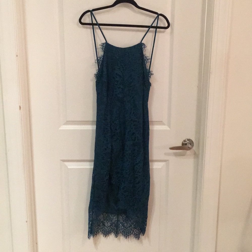 Backless teal dress